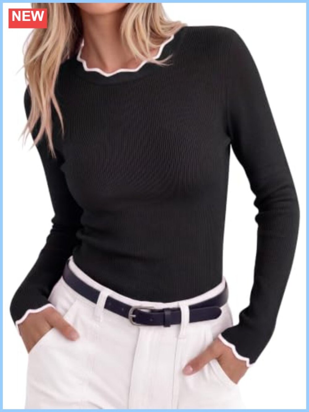 PRETTYGARDEN Women's Long Sleeve Ribbed Knit Pullover Sweater
